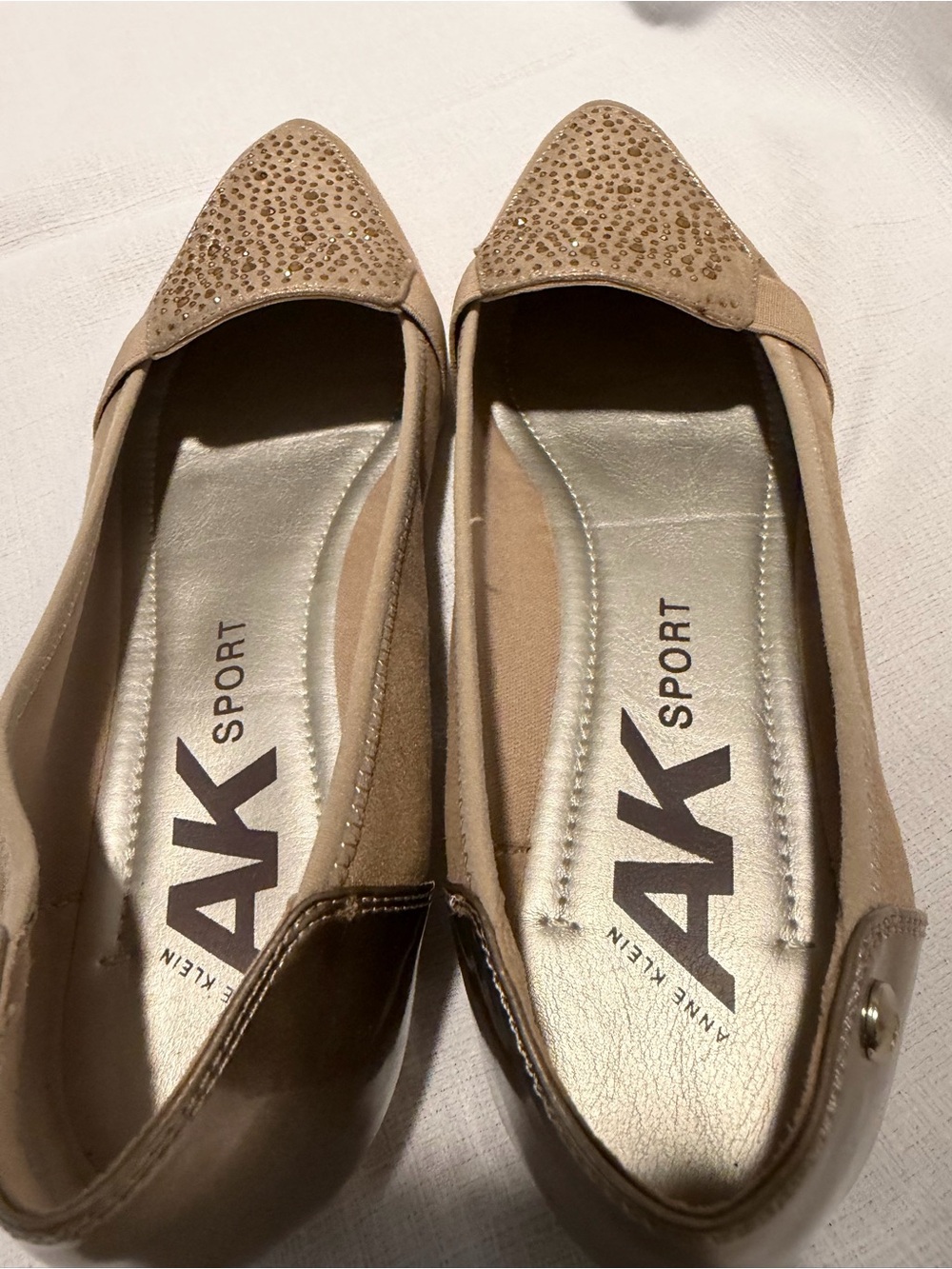 Anne Klein sport Metallic Gold Pointed Toe Loafers Sz 9.5 formal party church - Picture 6 of 10
